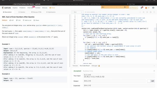✅ Sum of Even Numbers After Queries | Leetcode Daily Challenge | Leetcode solutions | C++ | Coding смотреть онлайн
