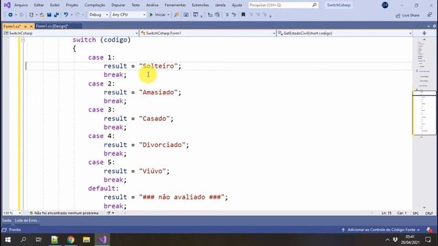 C#, comando switch .. case. C Sharp Windows Forms Visual Studio 2019 смотреть онлайн