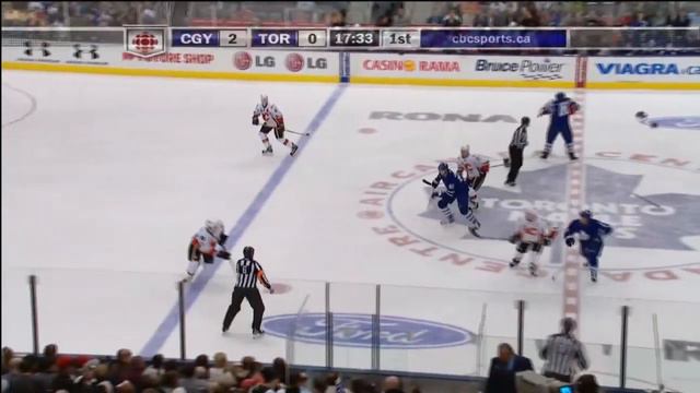 Colton Orr vs Brian McGrattan and Jamal Mayers vs Brandon Prust - Maple Leafs vs Flames (HD) смотреть онлайн