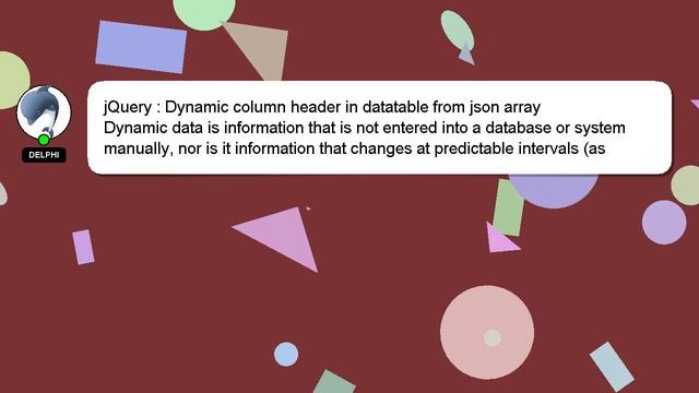 jQuery : Dynamic column header in datatable from json array смотреть онлайн