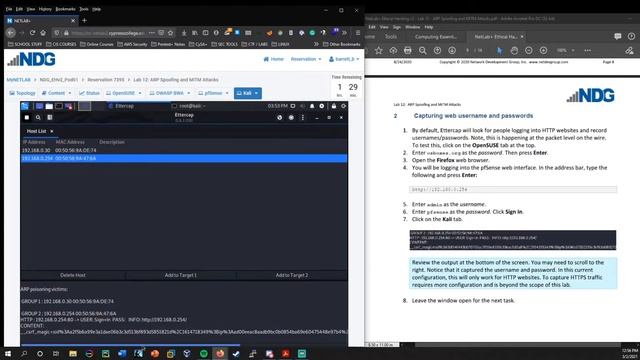 Ethical Hacking v2 NETLAB+ 12 - ARP Spoofing and MITM Attacks w/ Ettercap смотреть онлайн