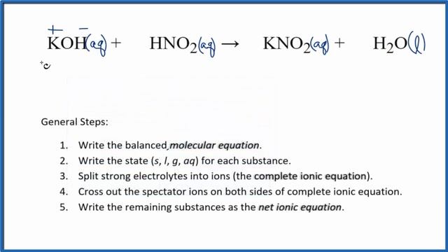 How to Write the Net Ionic Equation for KOH + HNO2 = KNO2 + H2O смотреть онлайн