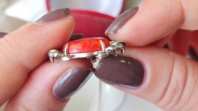 Милая подвеска "крабик" с огненным опалом Жильсона, 24*27 мм, 4,63 гр, серебро 925 смотреть онлайн