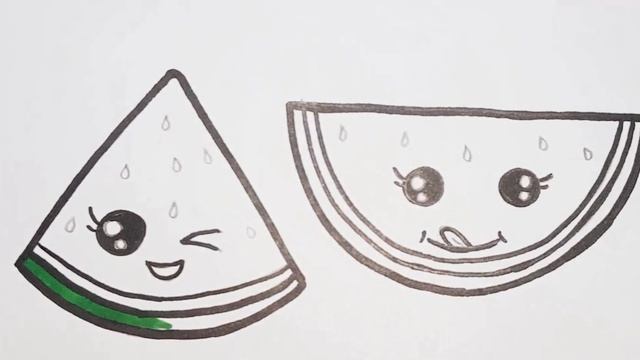 Как нарисовать Арбуз легко и просто | рисунок раскраска для детей смотреть онлайн