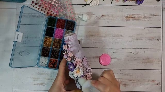 Декор бутылки микс медиа. Bottle Decor Mixed Media.