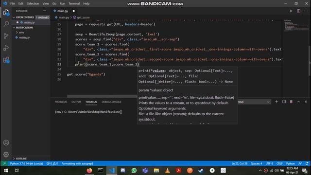 Get Score Updates on Your Desktop Using Python! (JUST 50 LINES OF CODE!) смотреть онлайн