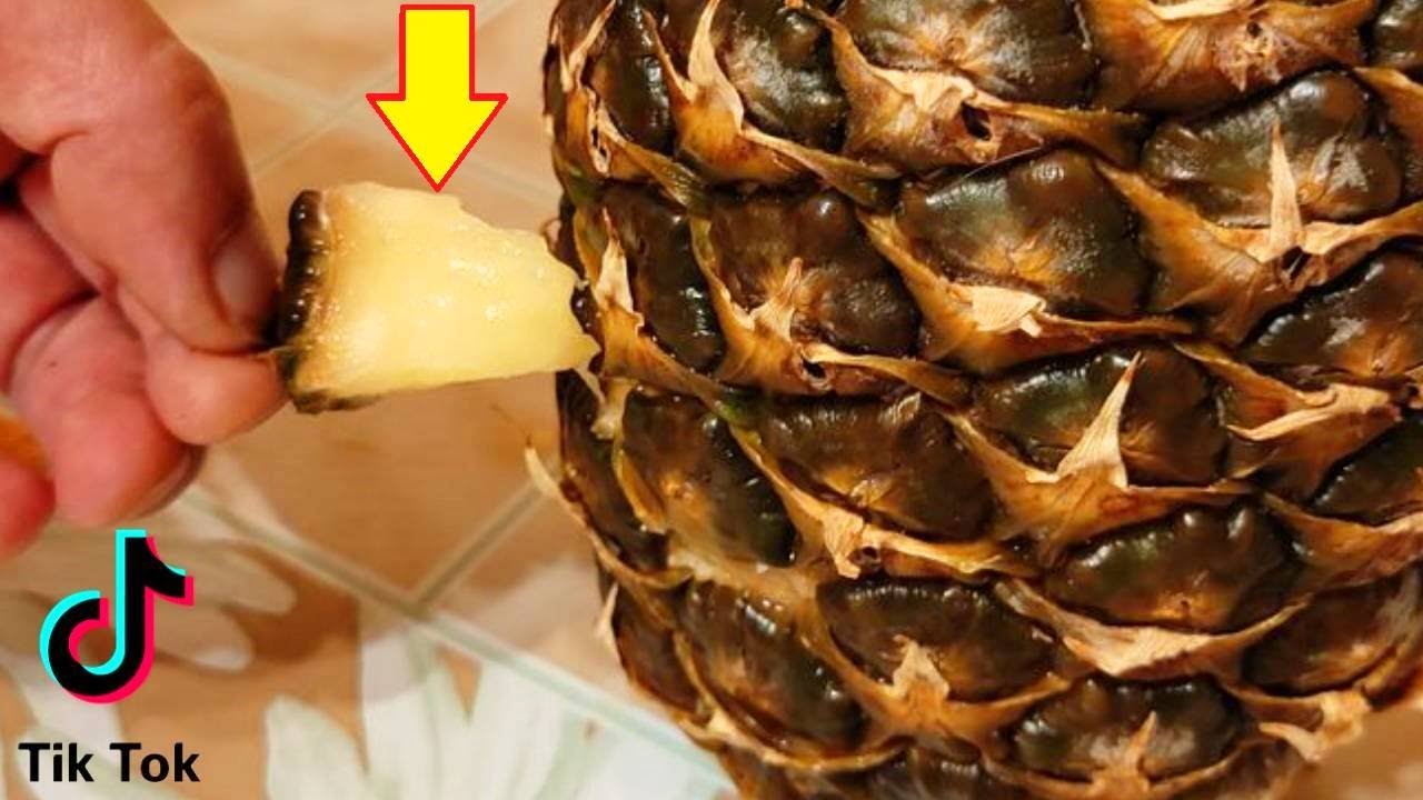 Как разбирать ананас на дольки Тик Ток лайфхак смотреть онлайн