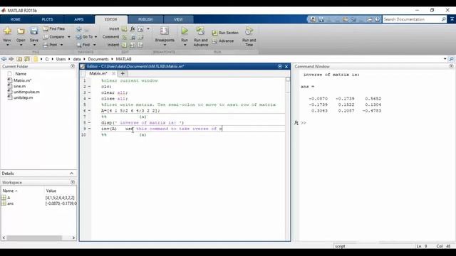 How to find inverse, transpose, determinant and size of a Matrix in MATLAB-Signals and Systems. смотреть онлайн