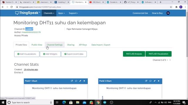 Monitoring DHT11 Suhu dan Kelembapan | NodeMCU, Arduino IDE, Thingspeak смотреть онлайн