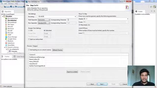12.How to create Delimited File Metadata in Talend l Working with Repository Metadata смотреть онлайн