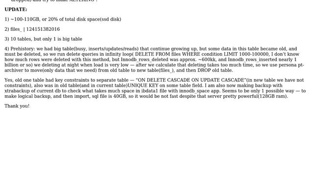 Databases: Reclaim disk space after dropping table(innodb_file_per_table = ON), strange scenario смотреть онлайн