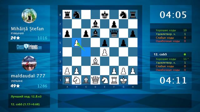 Chess Game Analysis: maldaudal 777 - Mihăiță Ștefan : 1-0 (By ChessFriends.com) смотреть онлайн