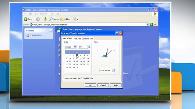Windows® XP: How to change date, time and time zone settings смотреть онлайн