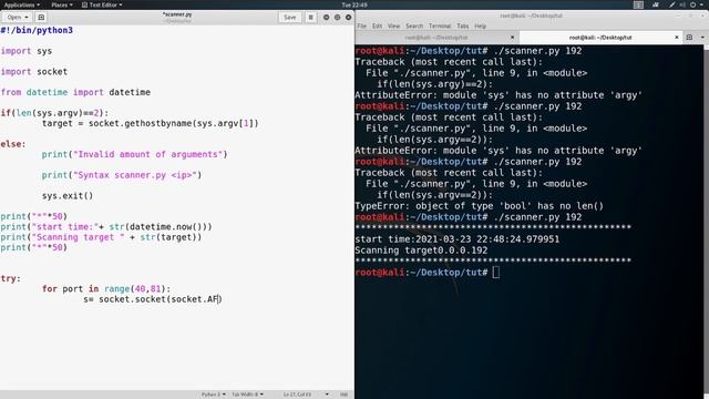 Scripting In python -01 | Writing Basic Port Scanning Script using python | Kali Linux смотреть онлайн