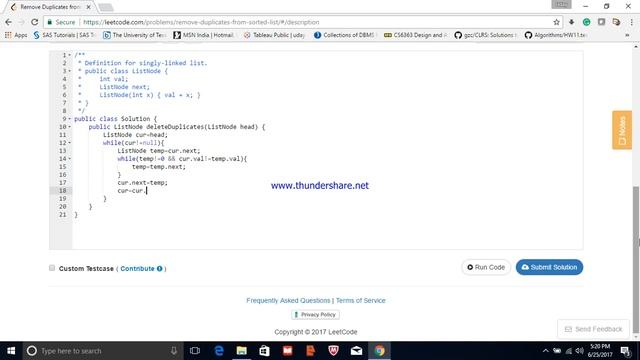 Leetcode 83 Remove Duplicates from Sorted List смотреть онлайн