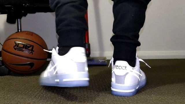 Nike AIR FORCE 1 REACT QS WHITE|LIGHT BONE on feet смотреть онлайн