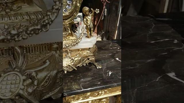 Биокамин Ампир с барельефом в Золоте с мрамором Имперадор Дарк смотреть онлайн