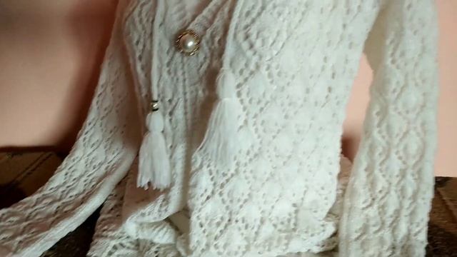 Ажурный кардиган спицами / Узор листья спицами / Осенний кардиган описание