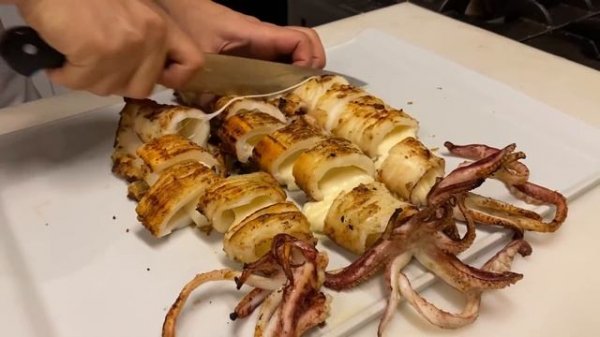 CALAMARİ GRİLL AND SEABASS SPECİAL ?? by chef faruk GEZEN.  ( kalamar ızgara tarifi faruk şef )