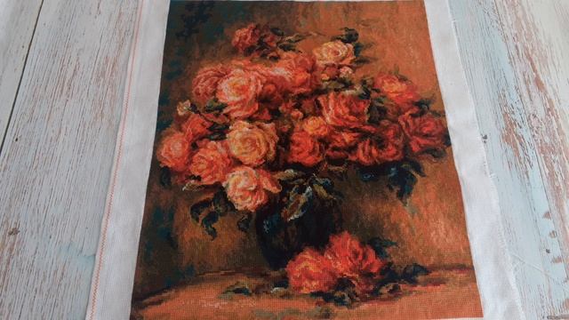 Вышивальный апрель 2023/Розы Ренуара Финиш/ВЫШИВКА КРЕСТОМ смотреть онлайн