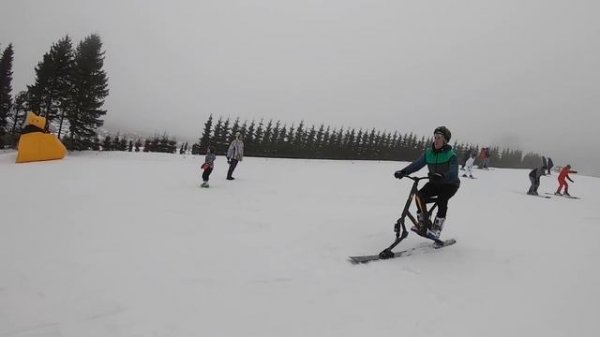 DOWNHILL MTB ON SNOW, CRAZY SKI BIKES AND SNOWBOARDING!
