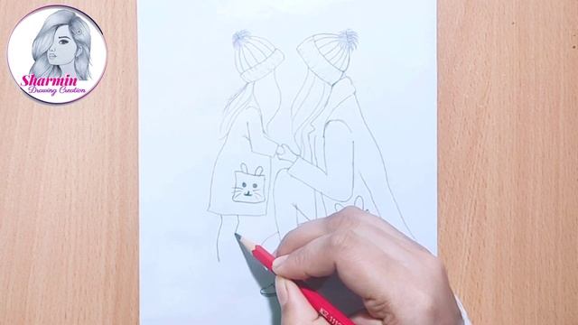 Mother's daughter drawing | Easy drawing | How to draw a Mother-daughter love | love drawing | رسم смотреть онлайн