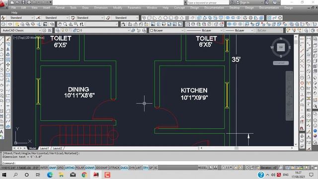 30x35 House Plan , Simple FloorPlan in AutoCAD ,Ghar ka Naksha Kaise Banaye , AutoCAD 2D Plan смотреть онлайн