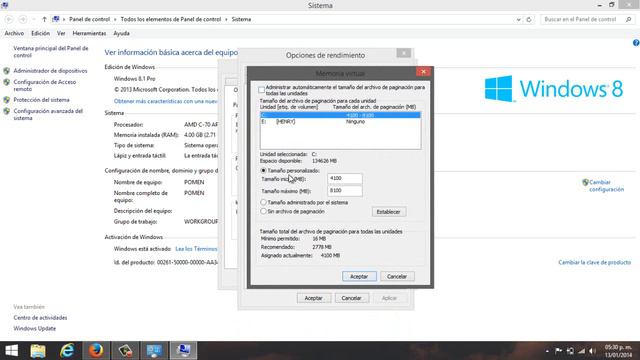 Aumentar La Memoria Virtual En Windows  8 Y 8.1