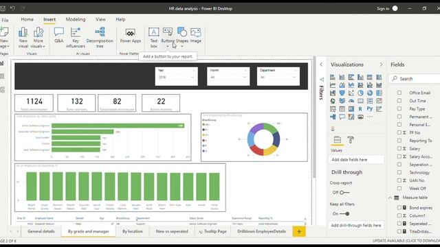 Create Drill through in power bi using buttons смотреть онлайн