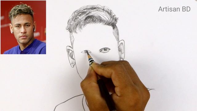 how to draw neymar jr easy / neymar drawing pencil смотреть онлайн