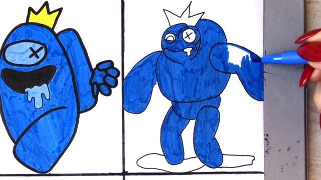 DRAWING BLUE IN DIFFERENT STYLES - ROBLOX RAINBOW FRIENDS смотреть онлайн