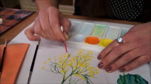 Как нарисовать ОТКРЫТКУ к 8 МАРТА. Веточка МИМОЗЫ. Акварель. Гуашь.