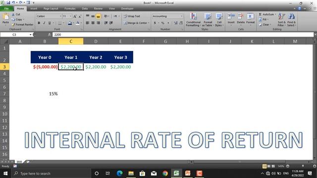Calculating Internal Rate of Return (IRR) using Ms. Excel and Manually смотреть онлайн