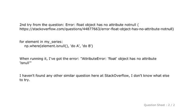 Pandas : Error: 'float' object has no attribute 'isna'" смотреть онлайн