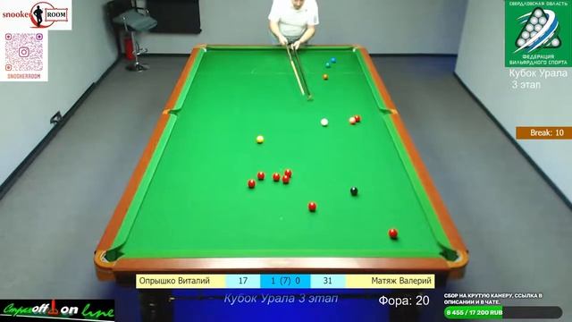 Опрышко Виталий vs Матяж Валерий. Кубок Урала 3 Этап. Snooker Room. смотреть онлайн