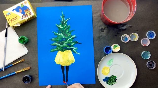 НОВОГОДНЯЯ ЁЛКА • Как просто нарисовать человека • Рисуем девушку • Обучающий урок с объяснениями • смотреть онлайн