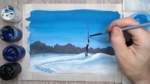 Как нарисовать зиму гуашью