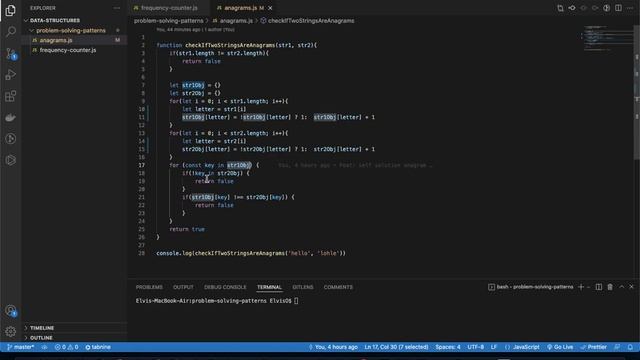 How to check if two strings are anagrams (Data Structures and Algorithms in JavaScript) смотреть онлайн