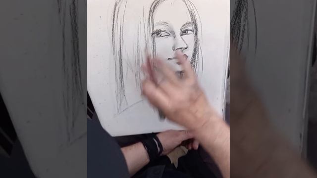 Графический портрет с натуры Карандаш Реальное рисование Portret Pencil Sketching in real time смотреть онлайн