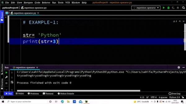 Repetition Operator in Python || Part-35 || Python Tutorial for Beginners