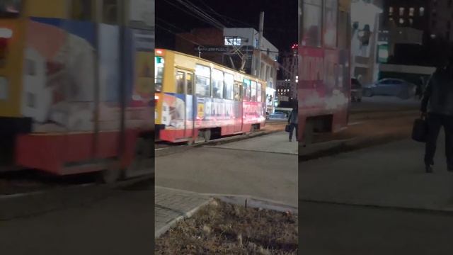 Трамвайный вагон №57 "Стройгород" Омск, маршрут №4. смотреть онлайн