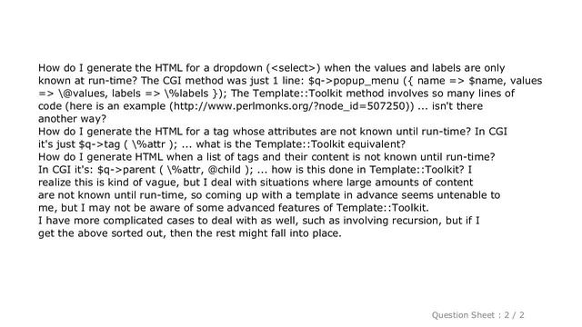 HTML : Generating HTML dynamically in modern Perl web frameworks смотреть онлайн