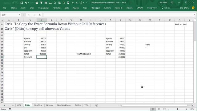 Excel Copy Shortcut: Ditto Cell Above - Episode 2145 смотреть онлайн