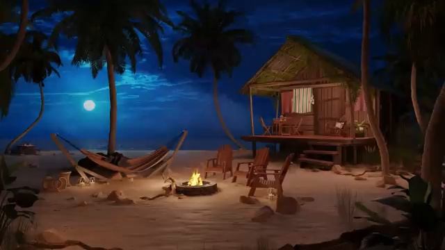 Tropical Beach Hideaway - Relaxing Wave Sounds, Crickets & Bonfire Sounds for Relax & Sleep смотреть онлайн