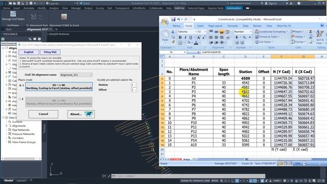 NTCL_SONE (Civil 3D® alignment Station Offset / Northing Easting to Excel®) смотреть онлайн