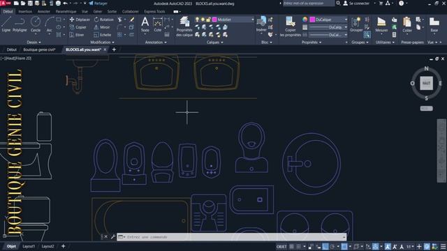 009 - Création, insertion et modification de blocs AutoCAD 2023 (meubles, sanitaires, plantes....) смотреть онлайн