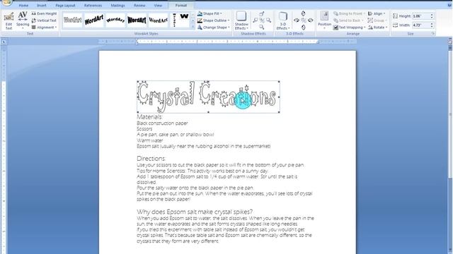 Creating WordArt In Microsoft Word 2007