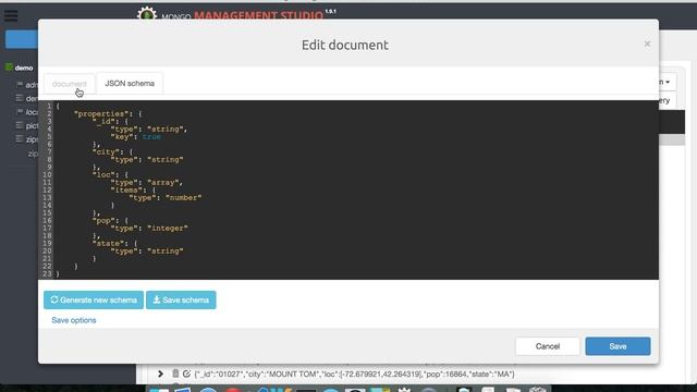 Save document with validation in Mongo Management Studio смотреть онлайн