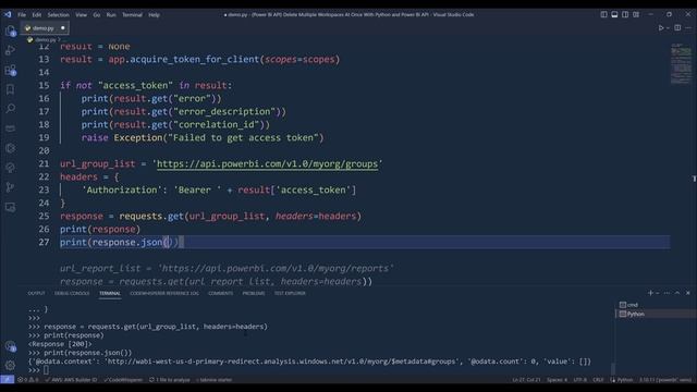 Getting Started With Power BI API (Python) For Power BI Users - Delete Multiple Workspaces At Once смотреть онлайн