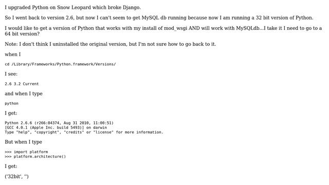 Python: 64 bit version for Django for Mac? смотреть онлайн